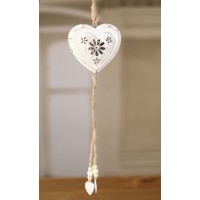 2 x Hearts White Rustic Hanging Home Decor Hanger Homewares Gift 45cms BRAND NEW   182710902628
